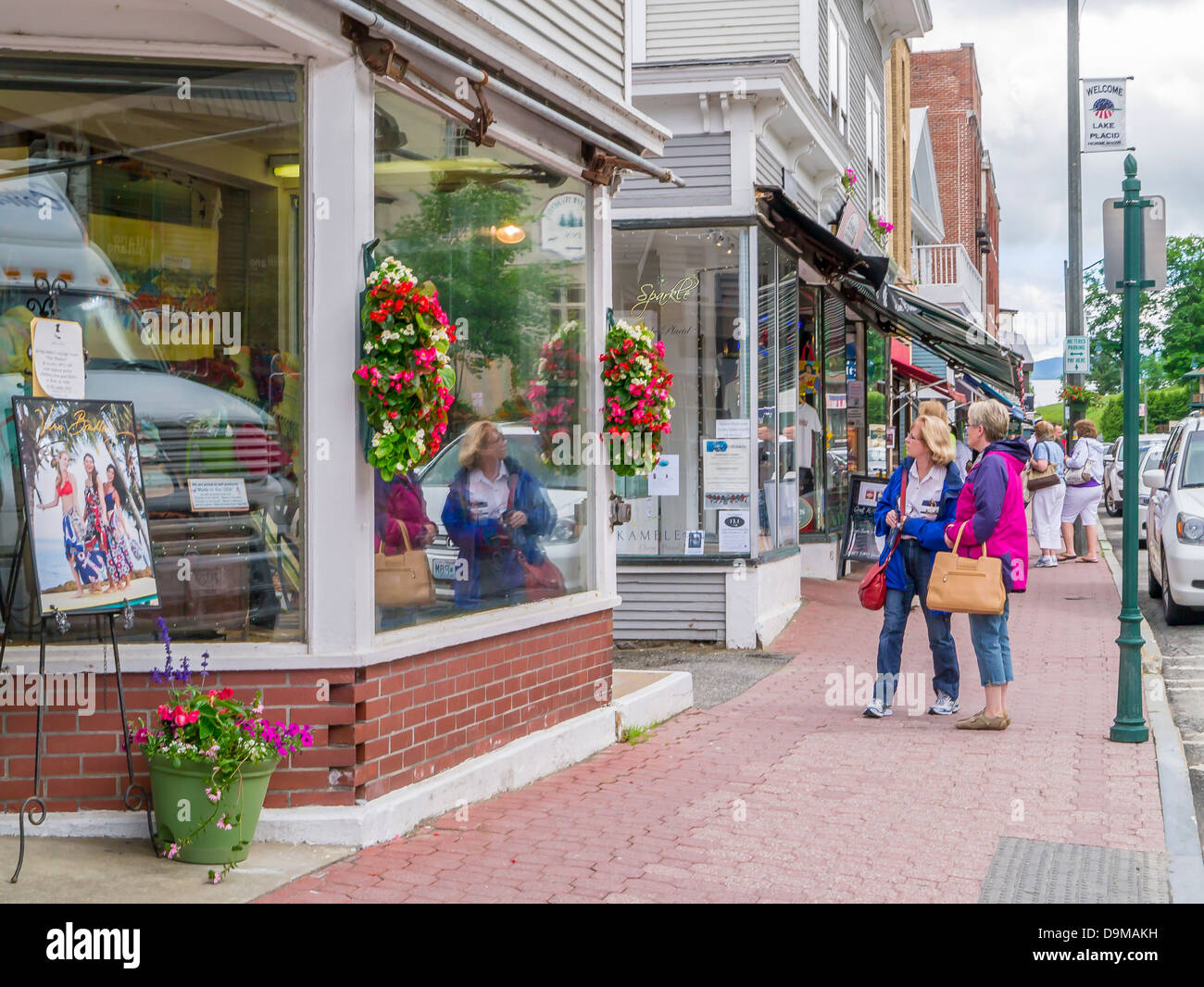 Main Street in downtown Lake Placid New York Stock Photo Alamy