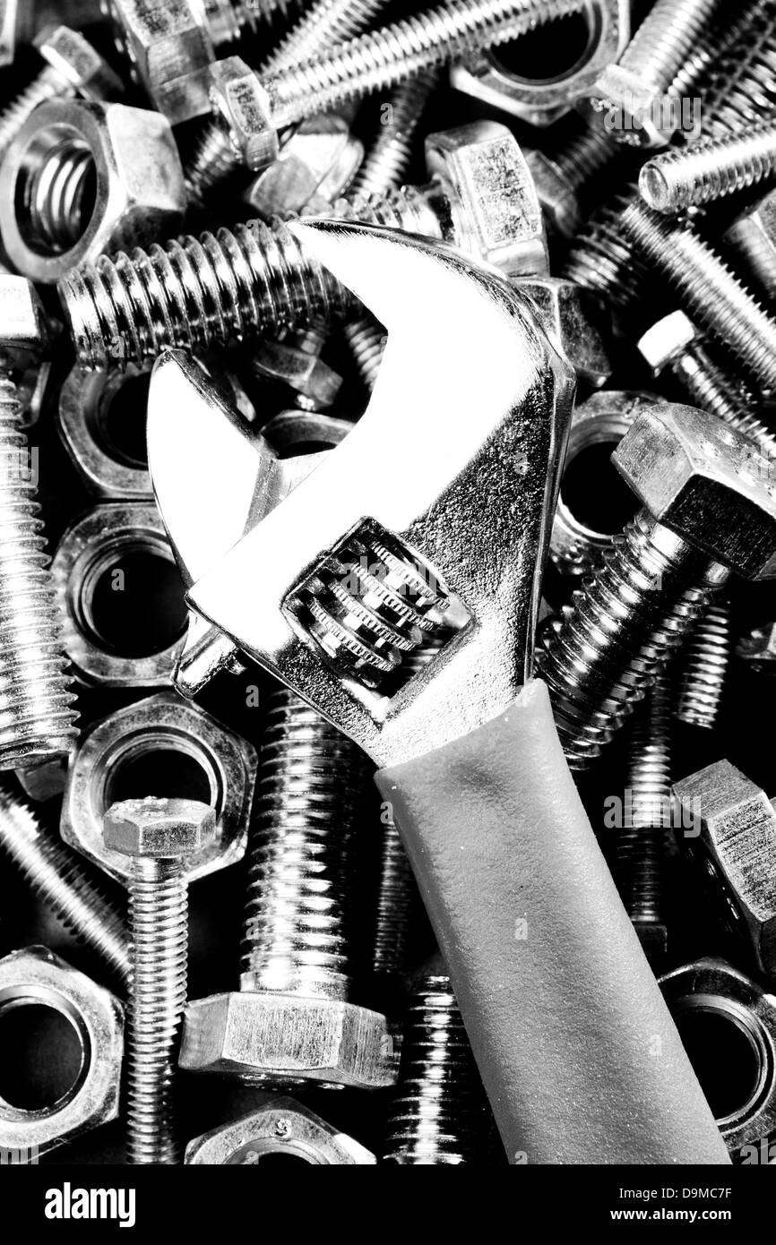 shifting on nuts and bolts Stock Photo