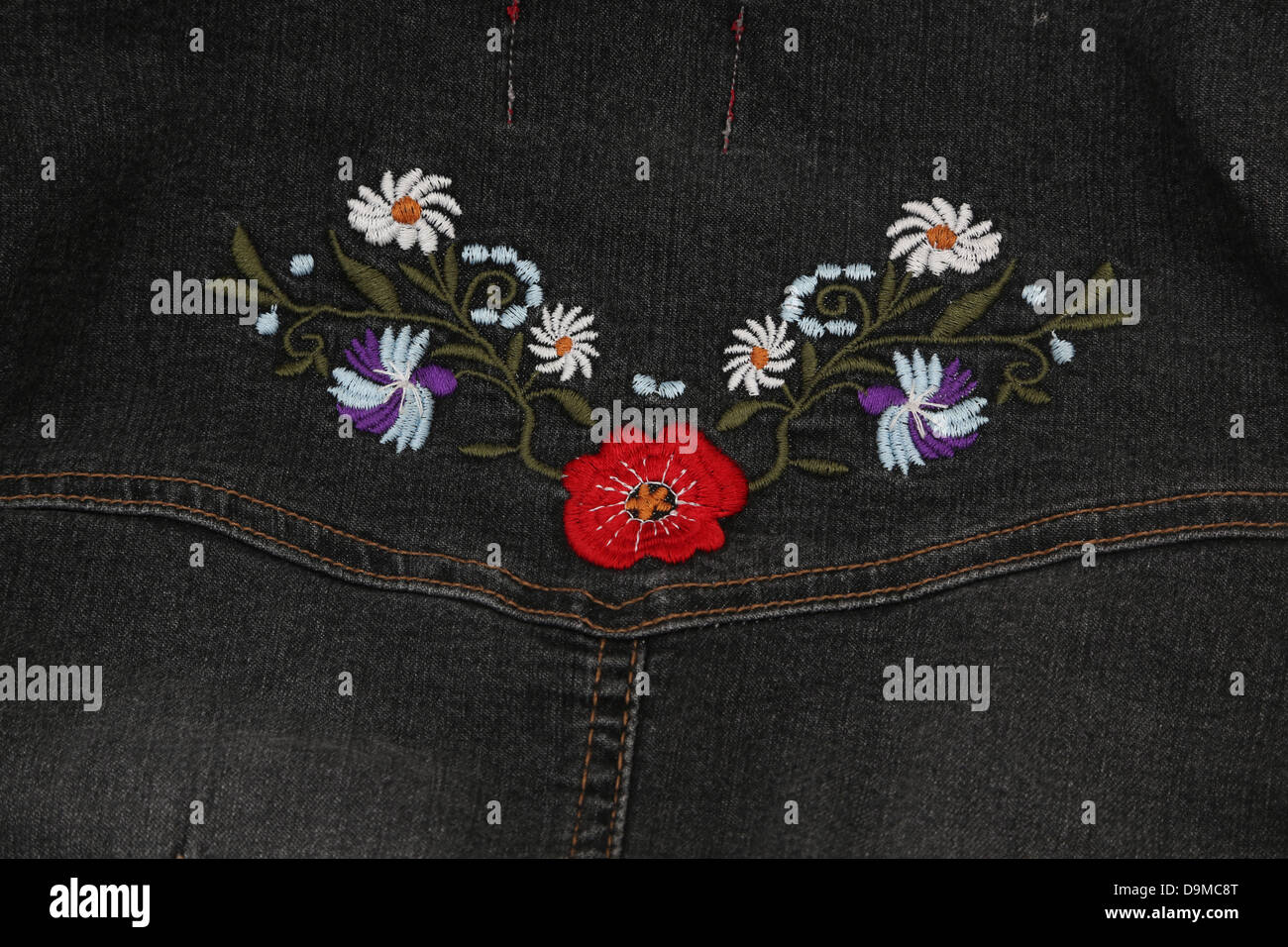 CARS Jeans Denim Jacket With Floral Pattern Embroidery On the Back Stock Photo