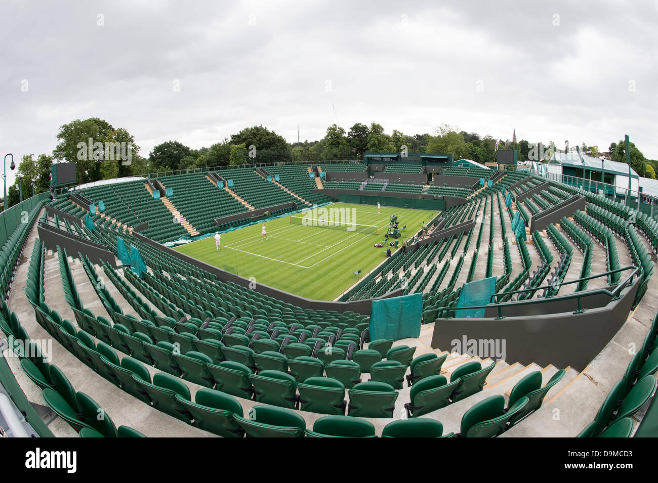 London, UK. 22nd June 2013. Practice and preparations take place ahead of The Wimbledon Tennis Championships 2013 held at The All England Lawn Tennis and Croquet Club.  General View (GV). No 2 Court. Credit:  Duncan Grove/Alamy Live News Stock Photo