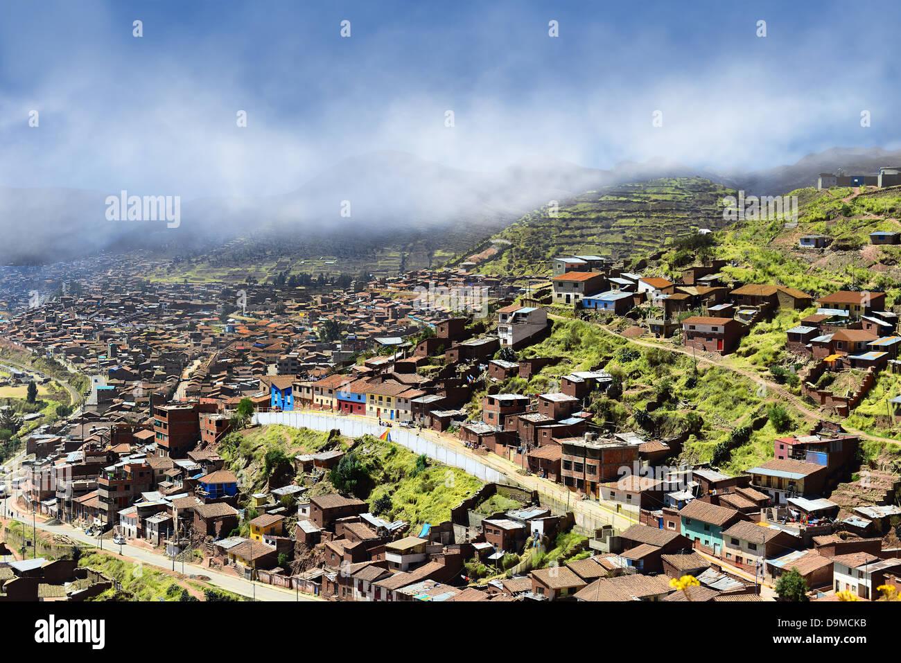 Poor neighborhood on the outskirts of Cusco. At an altitude of 3500 meters. Stock Photo