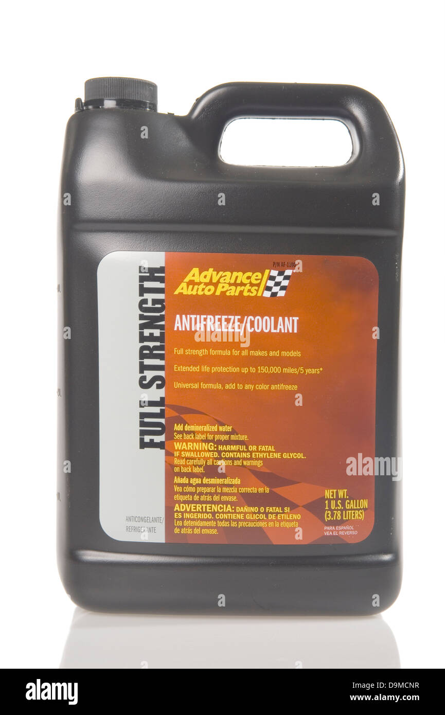 Advance Auto Parts Brand Antifreeze and Coolant USA Stock Photo