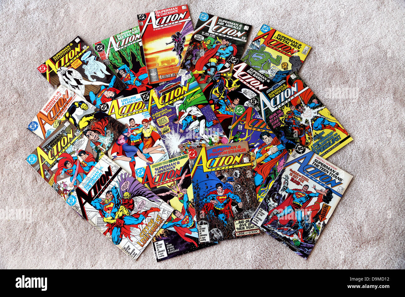 A Collection Of DC Comics Superman Action Comics Stock Photo
