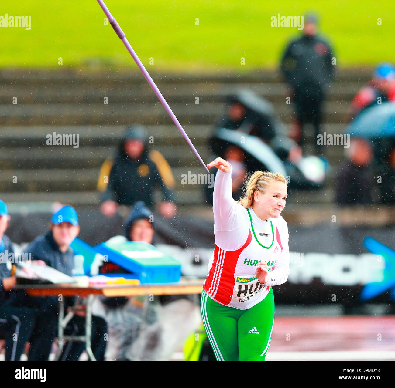 Dublin, Ireland. 22nd June, 2013. Aniko Ormay (HUN) releases the