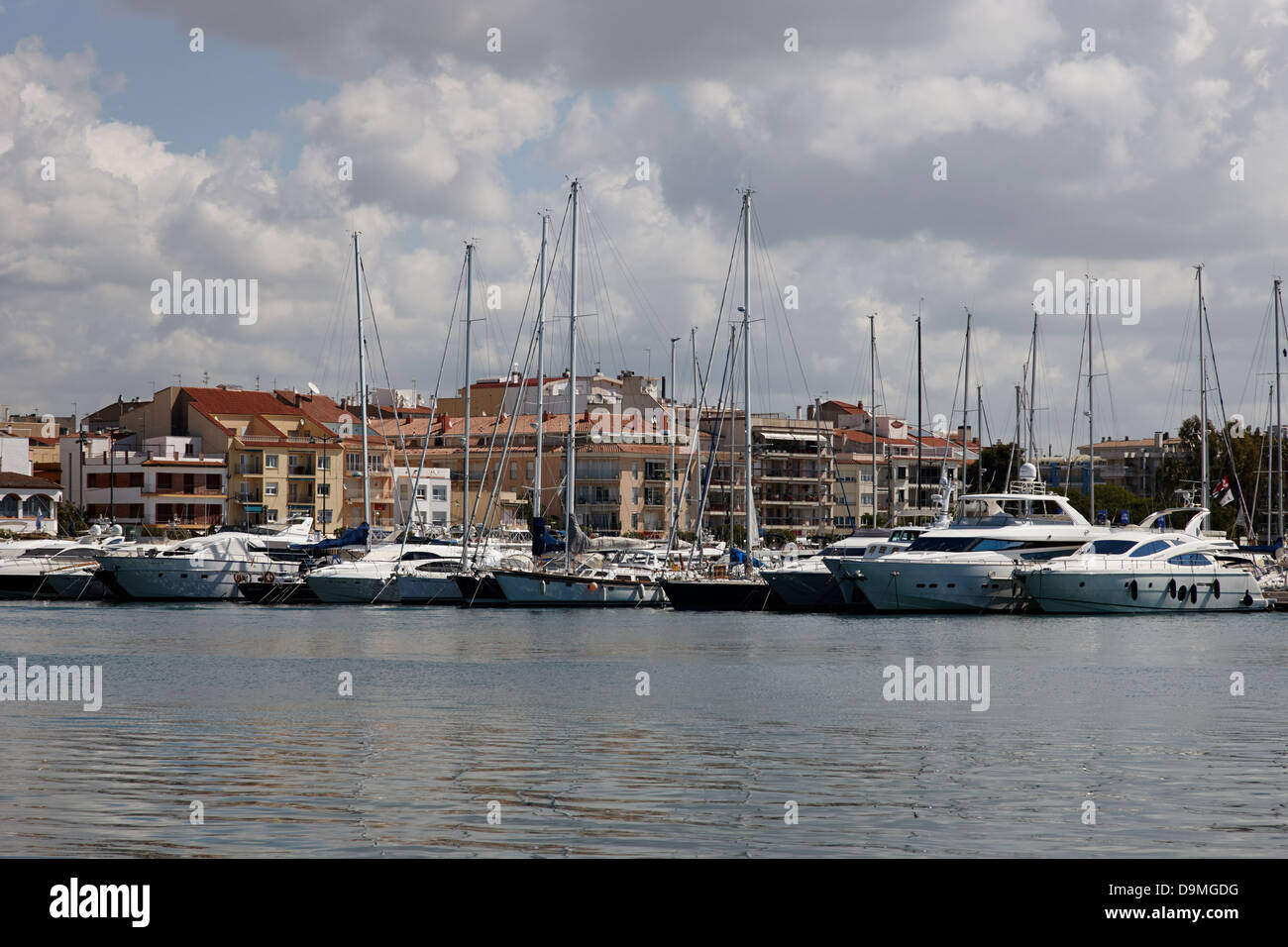 yachts and powerboats in the port marina Cambrils Catalonia Spain Stock Photo