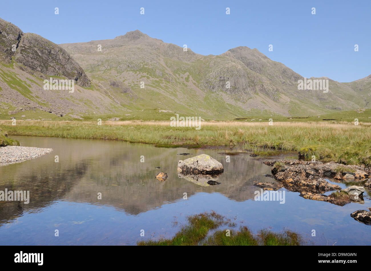 Scafell PIke, Pen and Great Moss in summer in the English Lake District Stock Photo