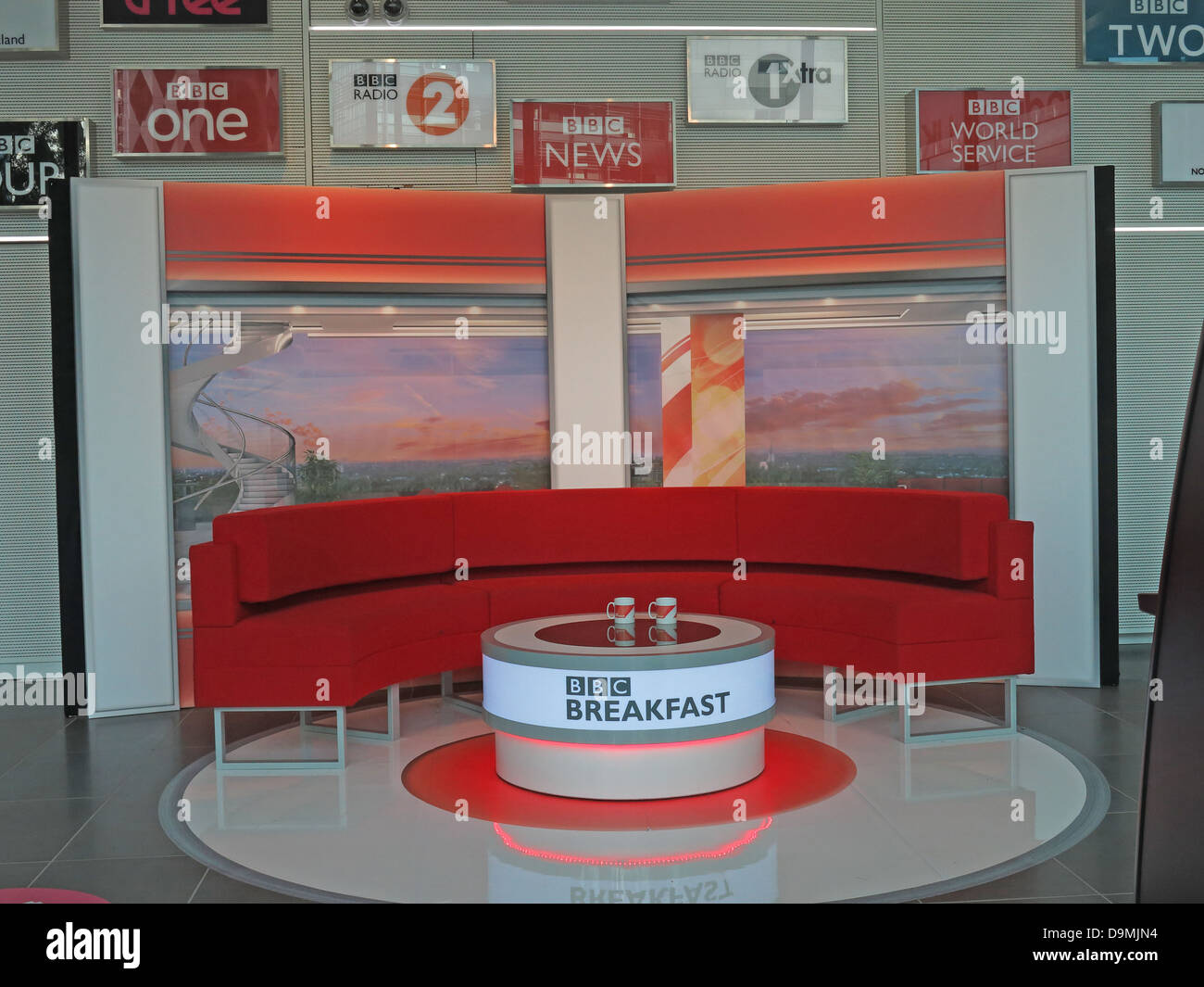 BBC Breakfast studio, at  Salford Media City, Manchester UK Stock Photo