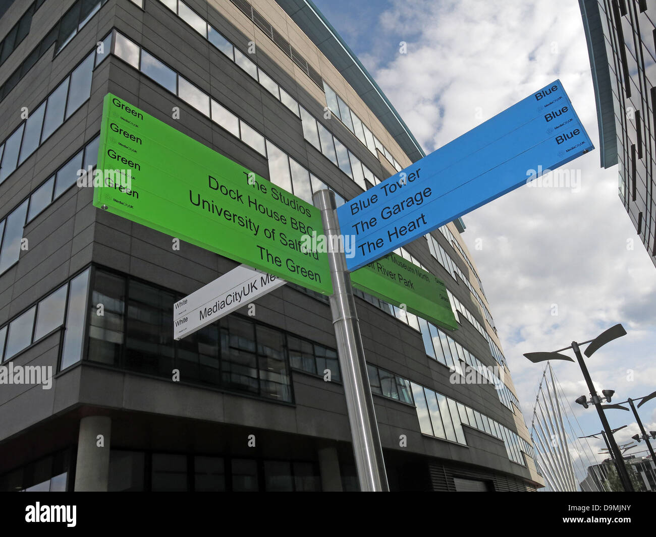 Sign posts at BBC Salford Media City UK Manchester UK Stock Photo