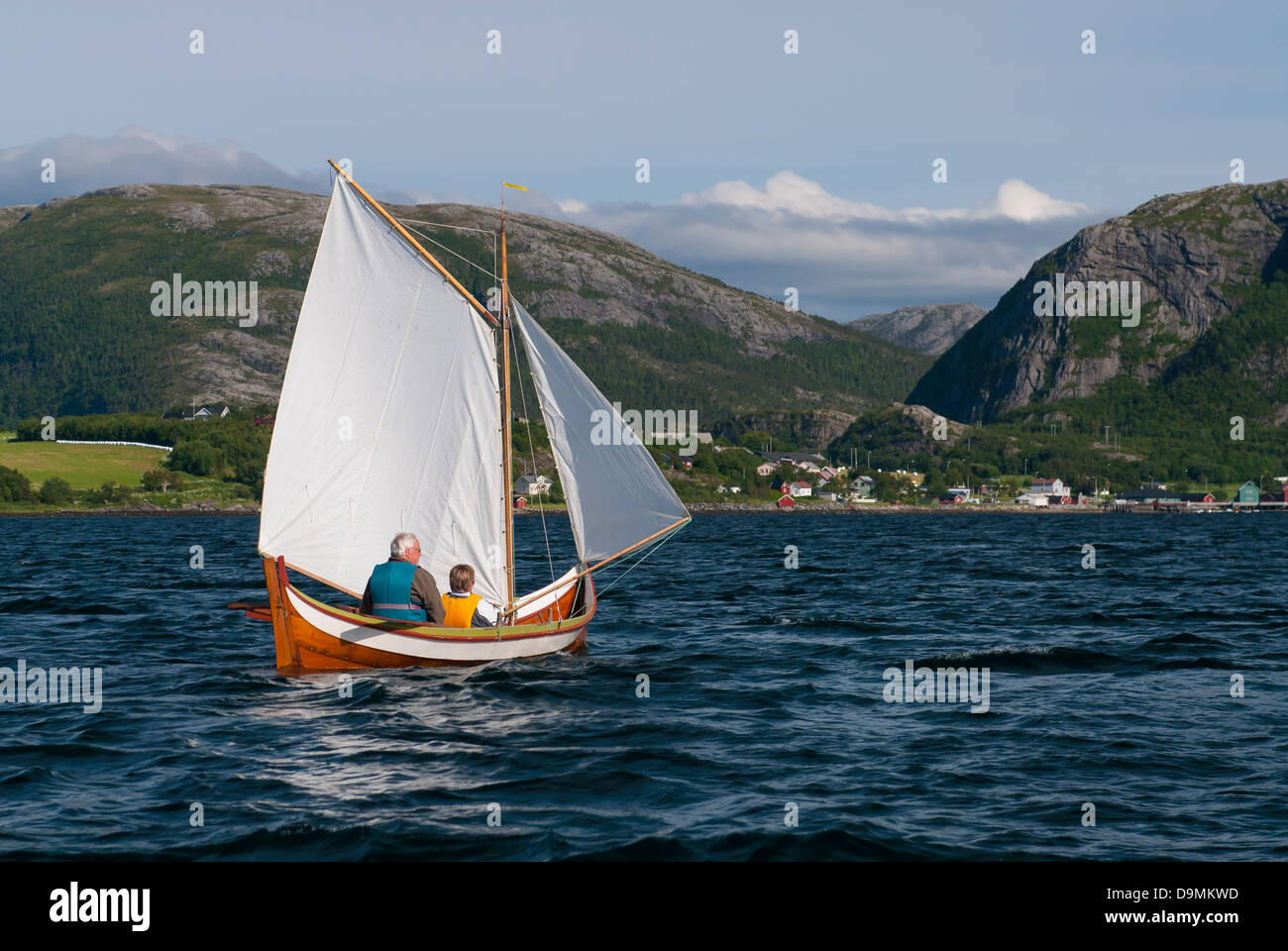 Sailings fjord in Norway Boat fjord spare time Norway Norway ship sailings before the coast of Norway water sport sail Stock Photo