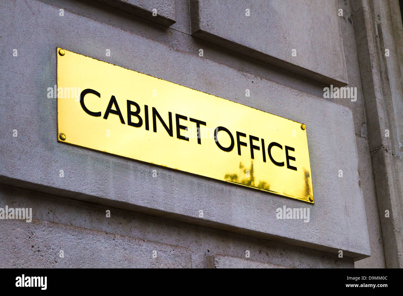 Brass plaque / name plate outside the Cabinet Office, Whitehall, London Stock Photo