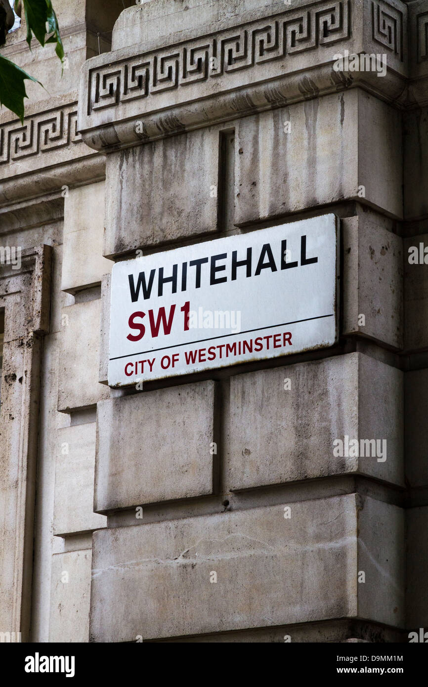 Whitehall street sign, Westminster, London UK Stock Photo