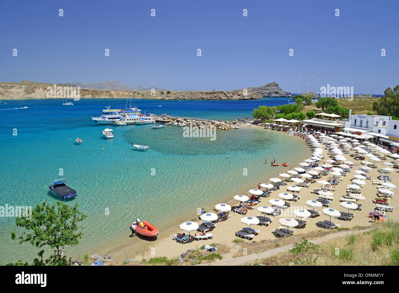 Pallas Beach, Lindos, Rhodes (Rodos), The Dodecanese, South Aegean Region,  Greece Stock Photo - Alamy