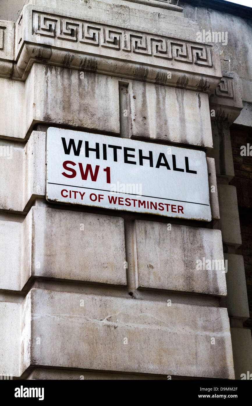 Whitehall street sign, Westminster, London UK Stock Photo