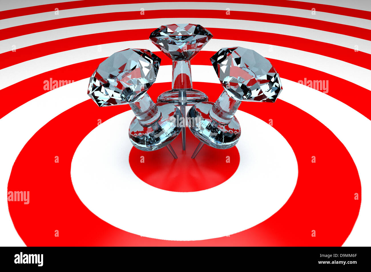 3D Thumbtacks On Target Diamond Stock Photo Alamy