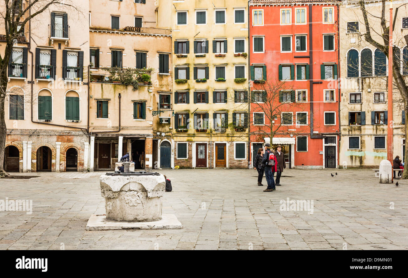 Jewish Ghetto in Venice with water well in piazza Stock Photo - Alamy