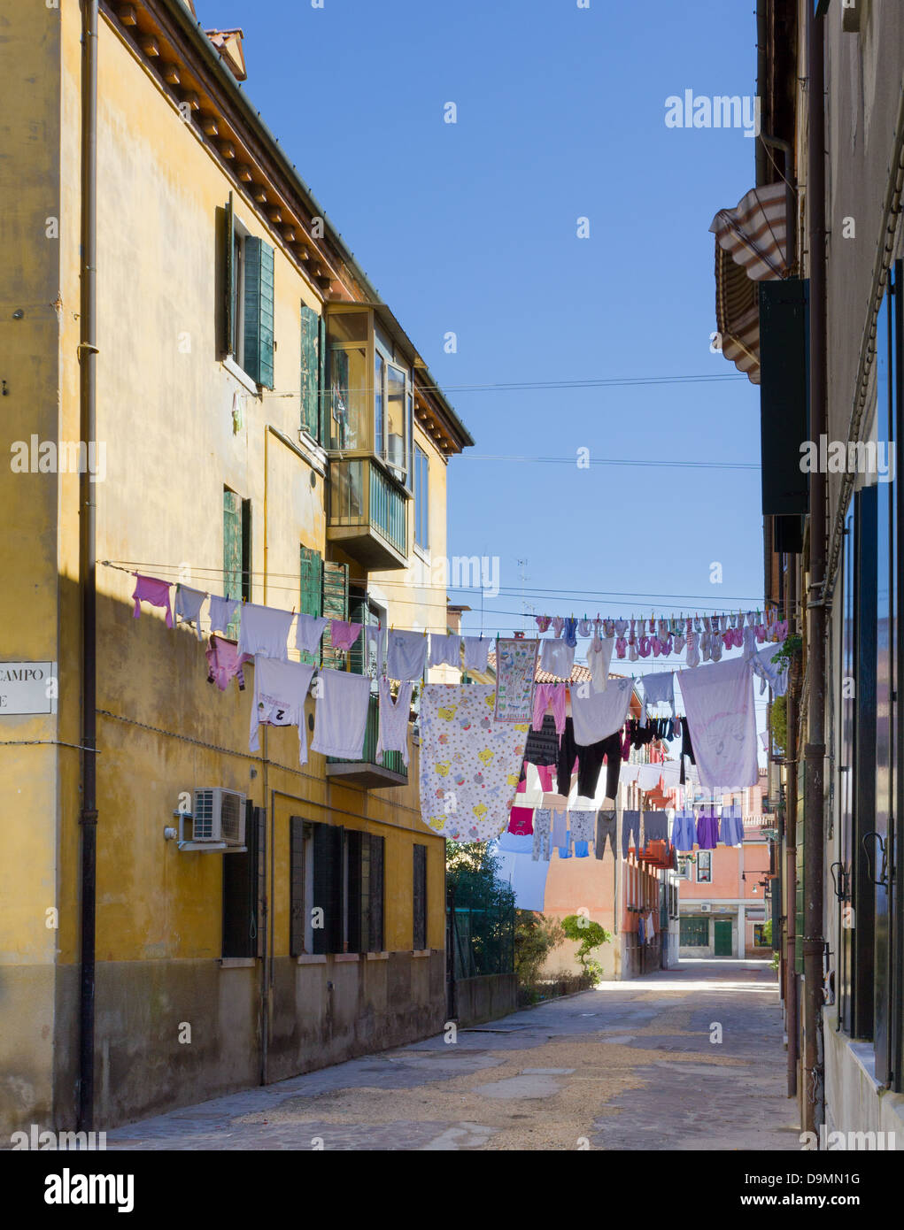Clotheslines Venice Washing Line Laundry By Cityscape 12X16 Inch Framed Print