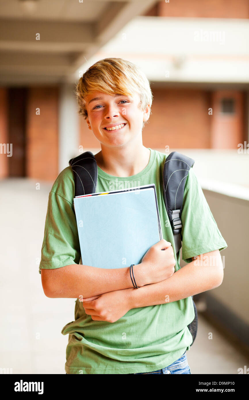 male teen student portrait in school Stock Photo