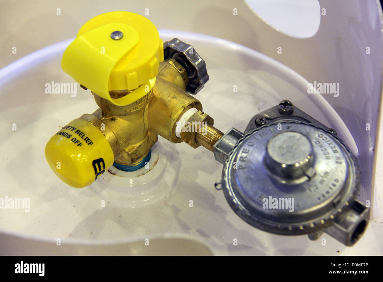 Gas tank regulator safety valve Stock Photo Alamy