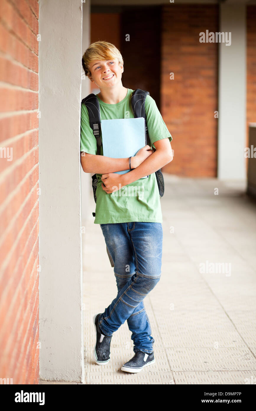 male high school student in school Stock Photo
