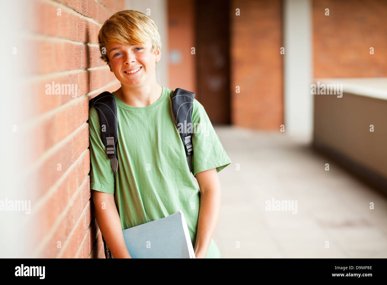 happy teen student in school Stock Photo