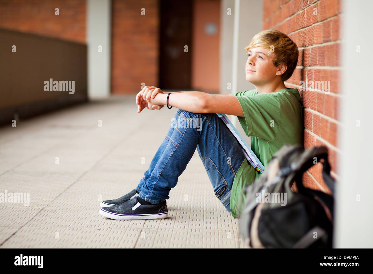 high school teen student daydreaming Stock Photo