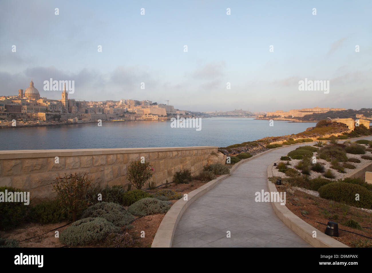 Valletta as seen from Tigne Sliema, Malta. Stock Photo
