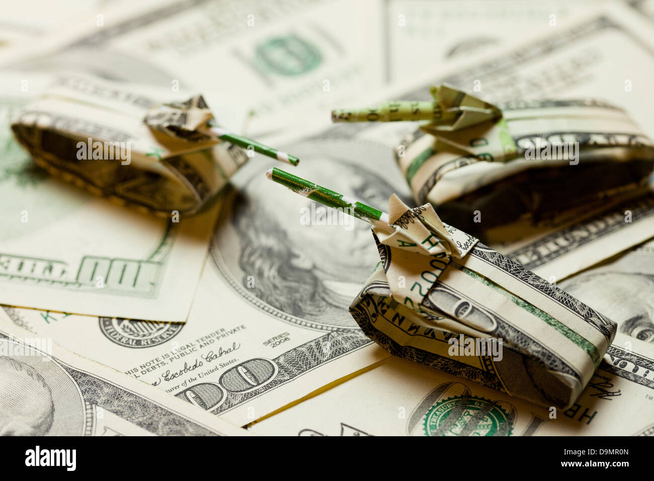Tanks made with US money Stock Photo