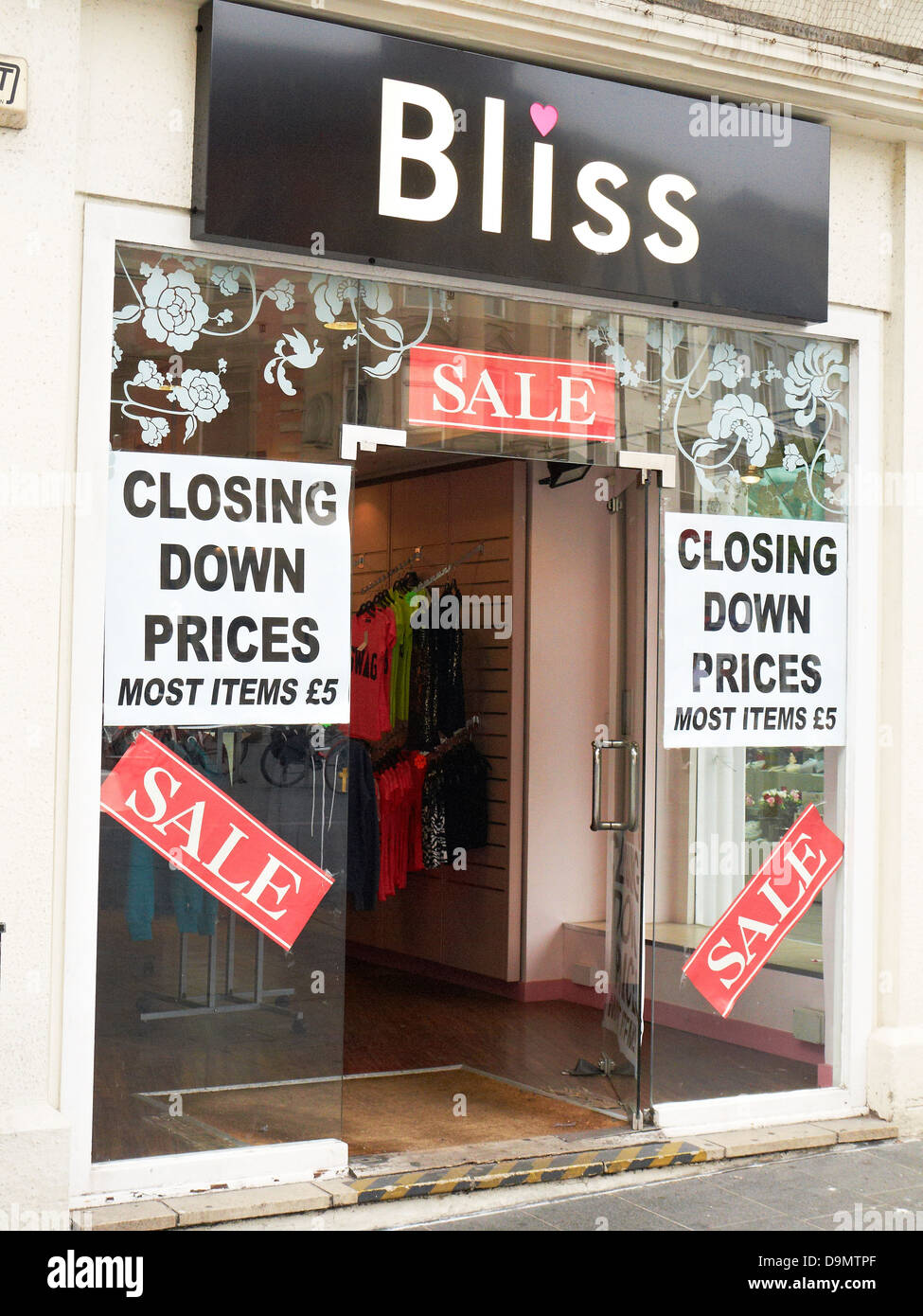 Closing down Bliss clothes shop in Liverpool UK Stock Photo