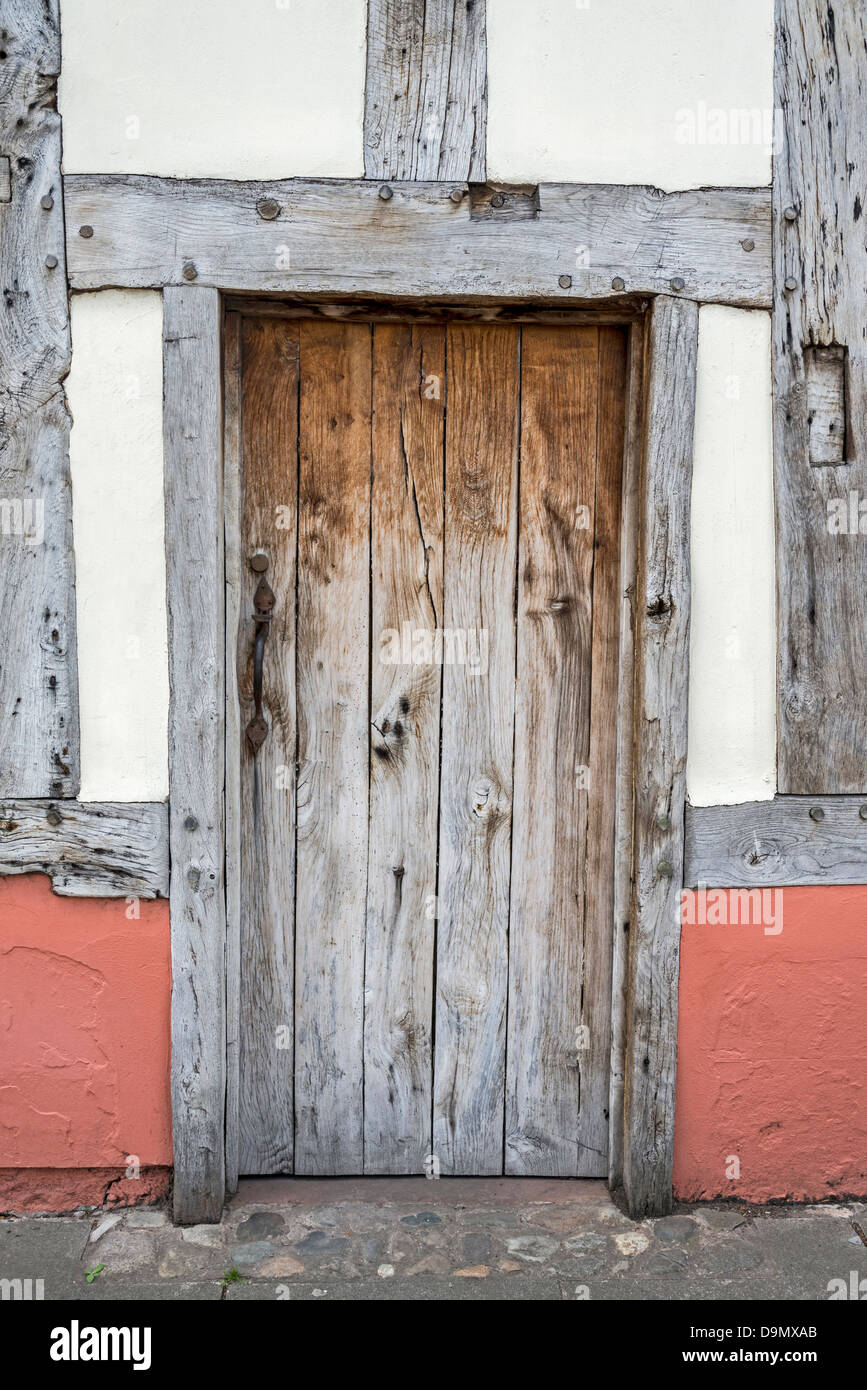 Timber framed building doorway. Possibly 16th century. Stock Photo
