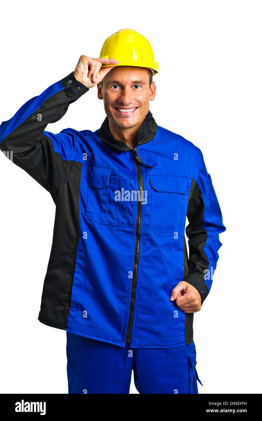 Construction worker with protective helmet (model release Stock Photo