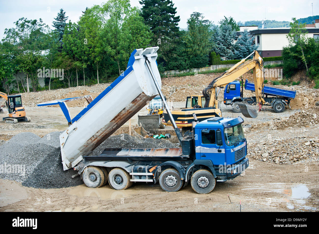 Development works in a new building area Stock Photo