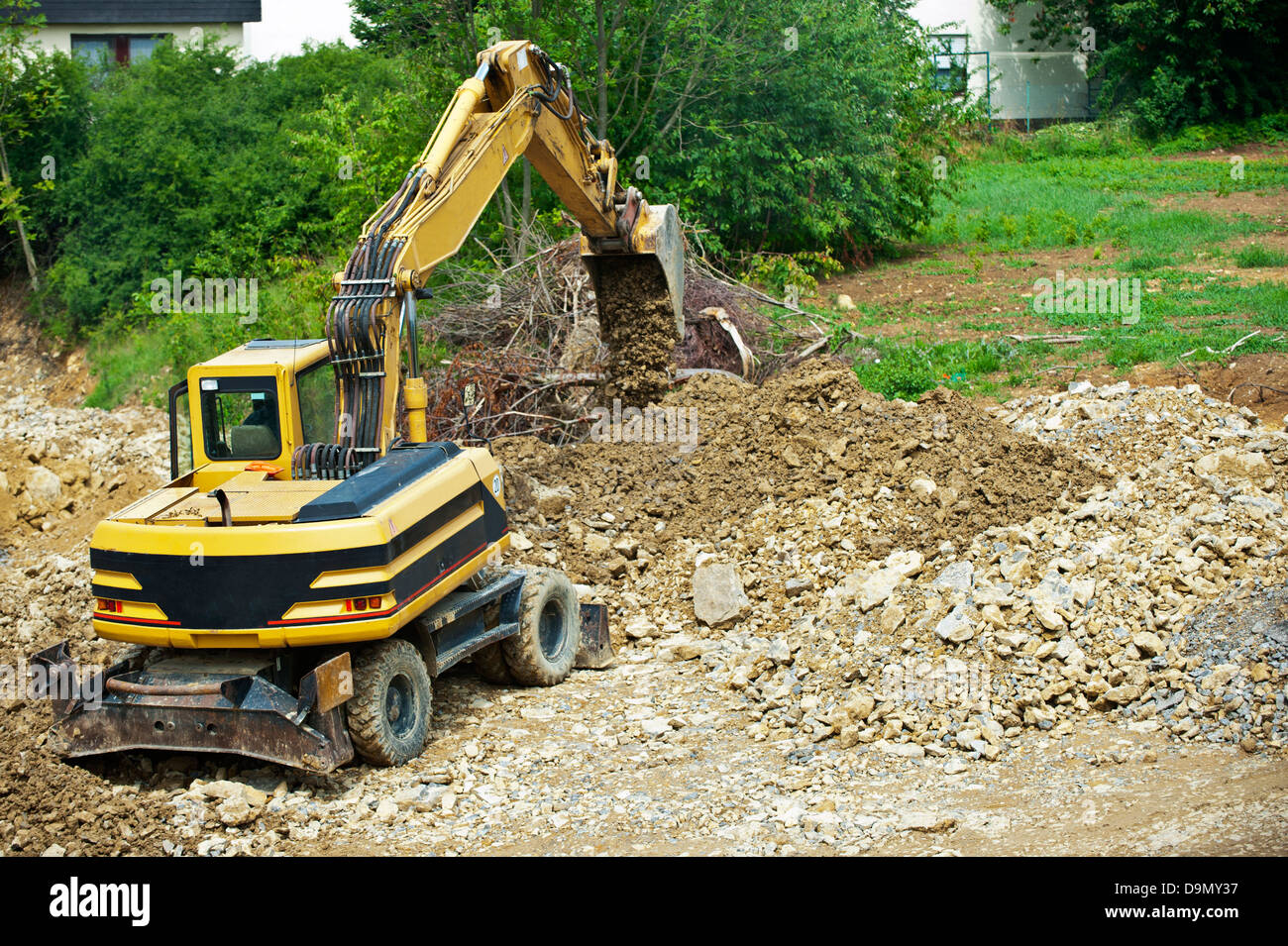 Development works in a new building area Stock Photo