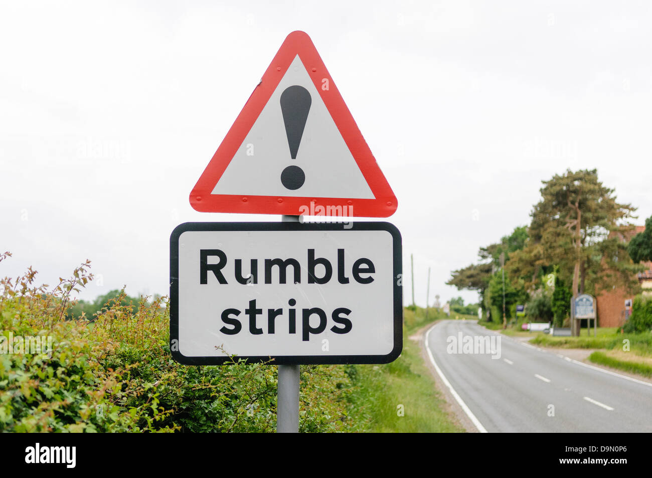 Road sign warning drivers of the presence of rumble strips to control