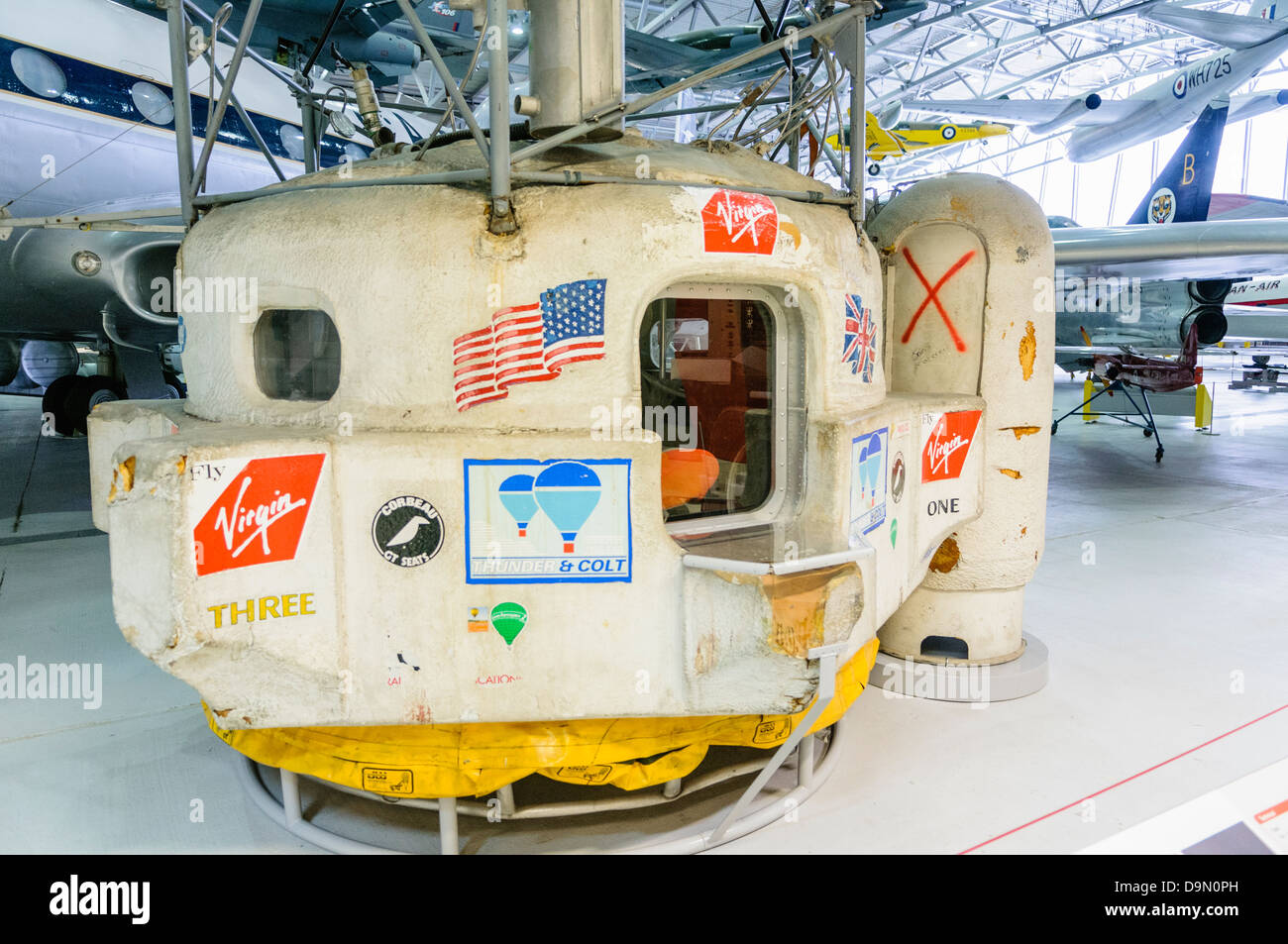 Virgin Atlantic Flyer, the balloon capsule used by Richard Branson and Per Lindstrand to cross the Atlantic Ocean in 1987. Stock Photo