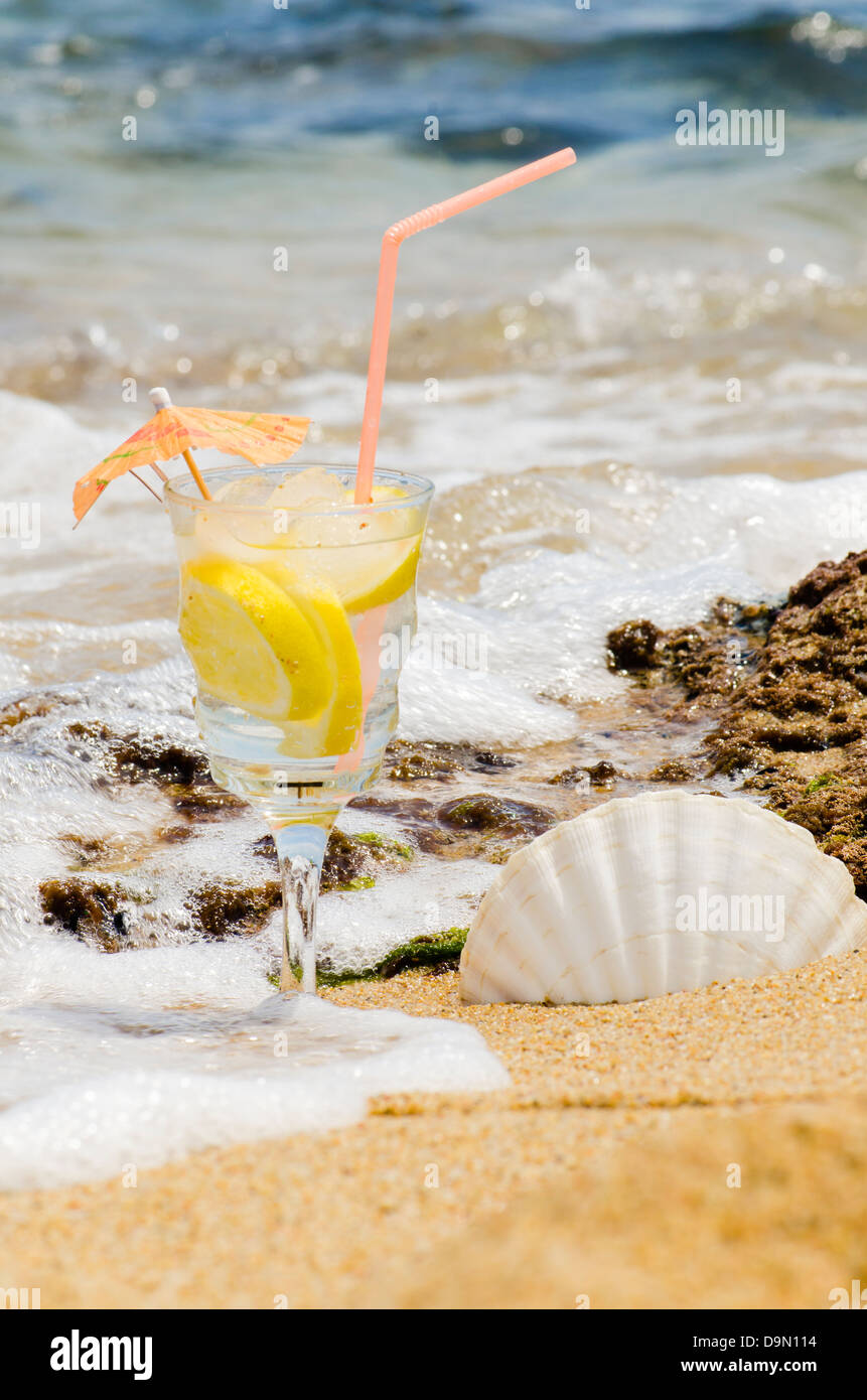 Fruit cocktail on the tropical beach Stock Photo - Alamy