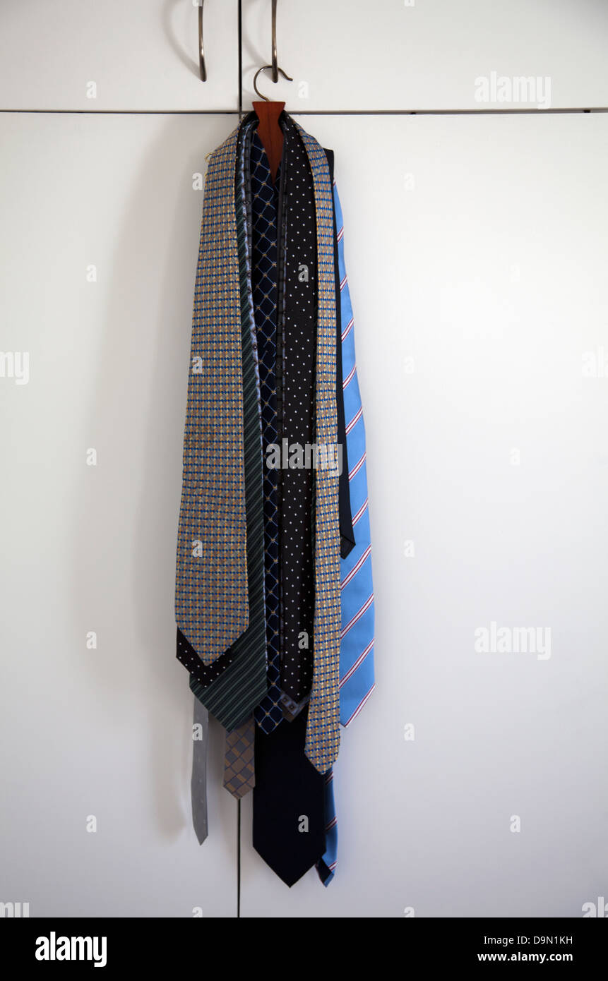 Ties on Tie Hanger Stock Photo