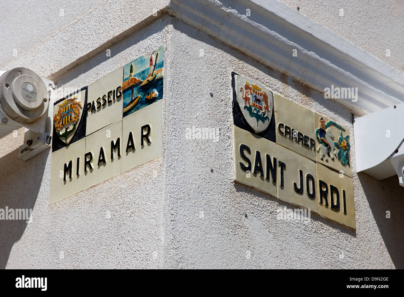 ceramic tile street nameplates in Cambrils Catalonia Spain Stock ... ceramic tile street nameplates in Cambrils Catalonia Spain Stock ...