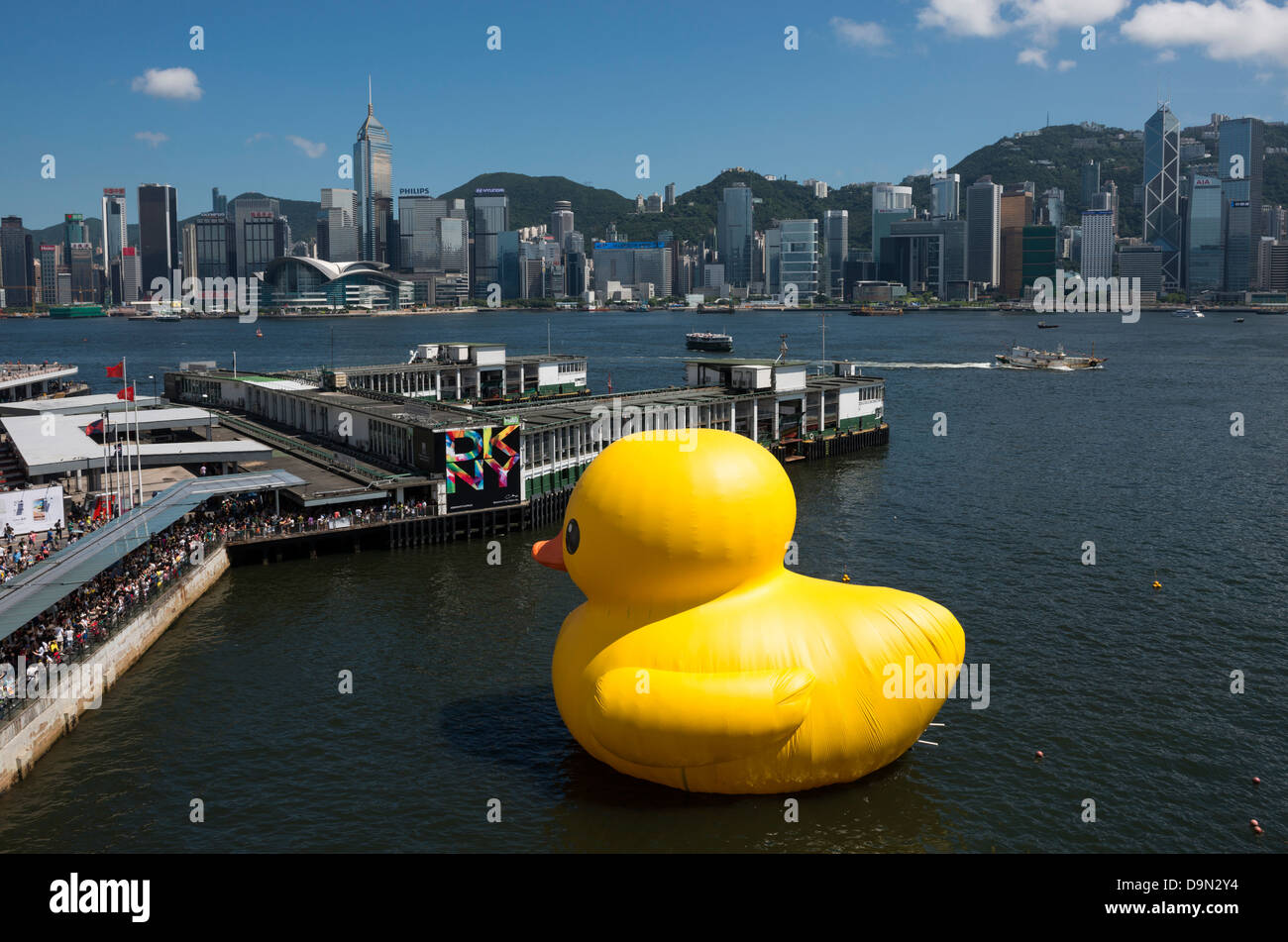 Inflatable rubber duck art exhibition in Hong Kong Harbour May 2013