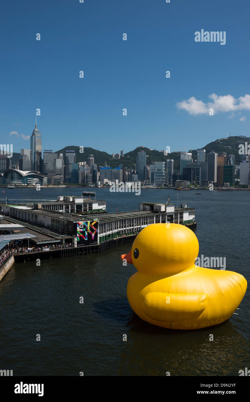 Inflatable rubber duck art exhibition in Hong Kong Harbour May 2013
