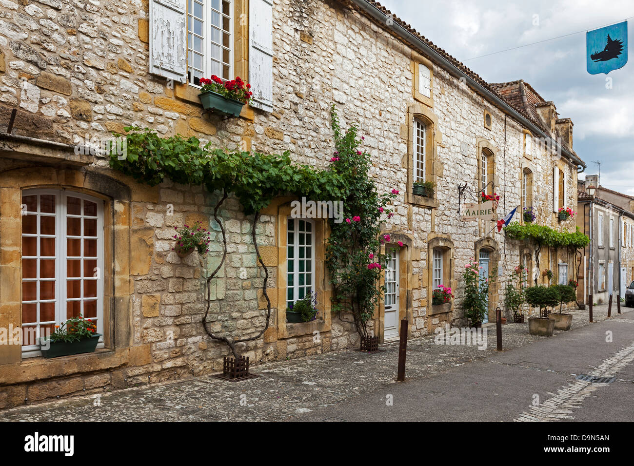Mairie at Monpazier, Dordogne, France Stock Photo