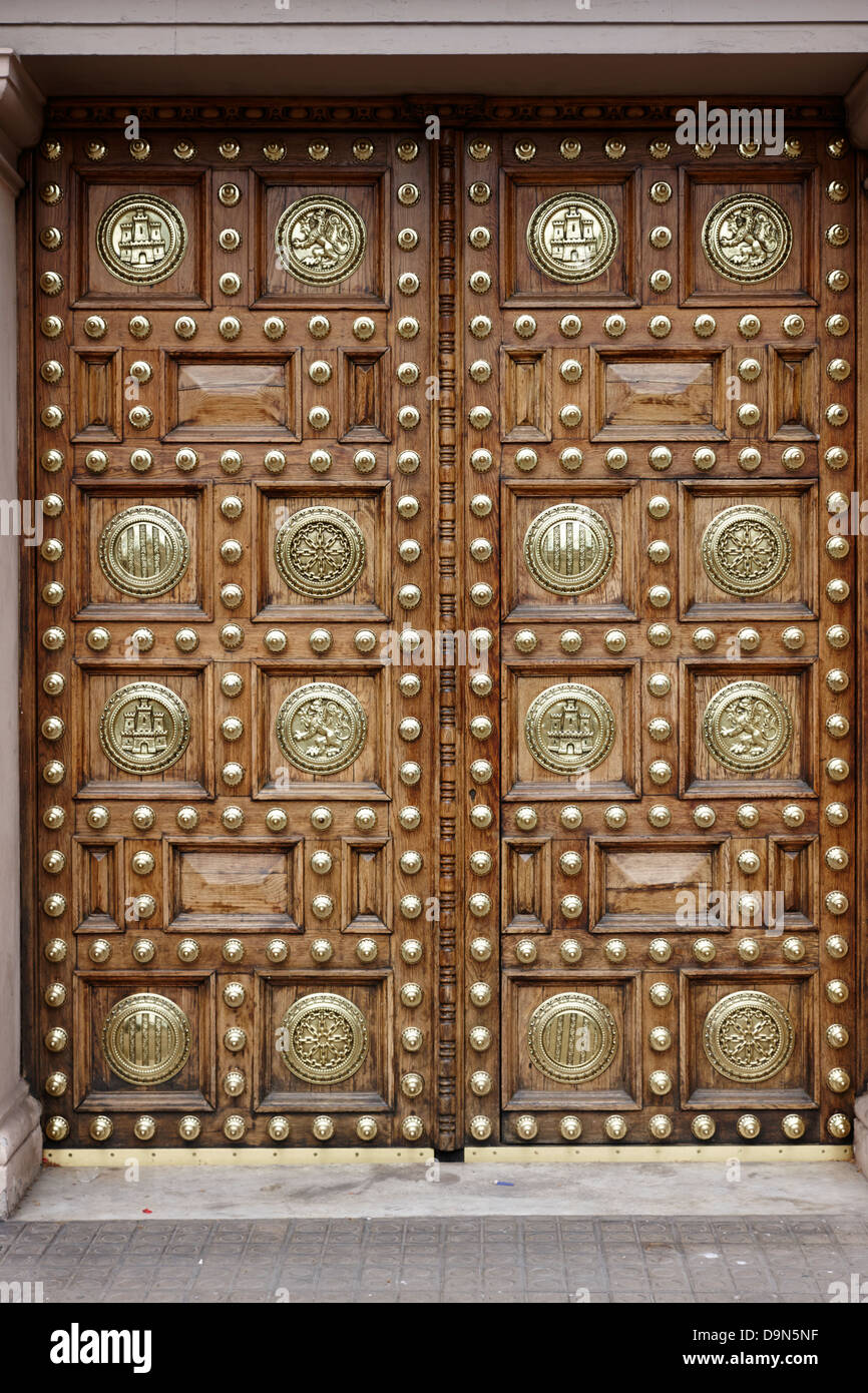 restored ornate door of the palacio de capitania general de barcelona former convent catalonia spain Stock Photo