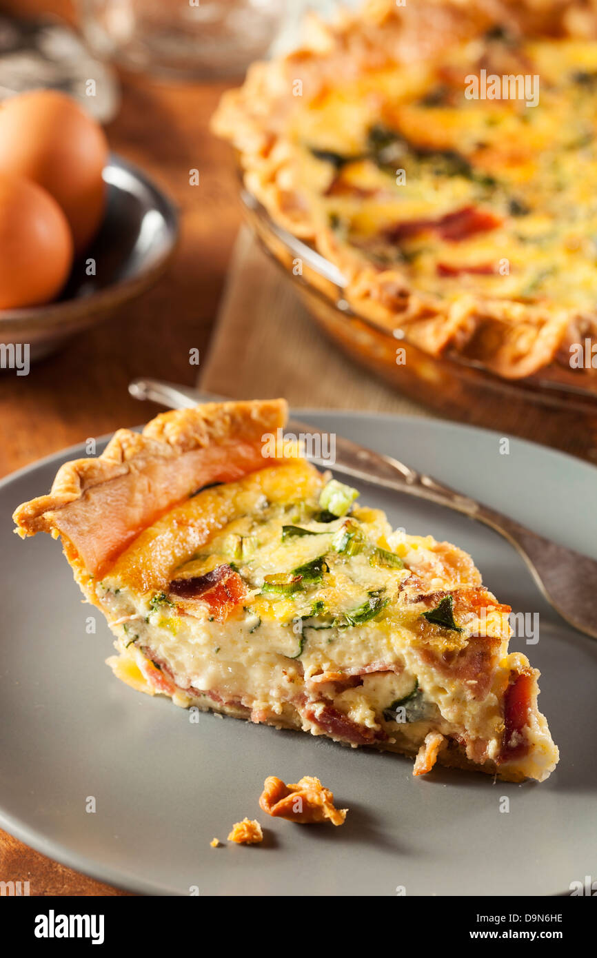 Homemade Spinach and Bacon Egg Quiche in a pie crust Stock Photo Alamy