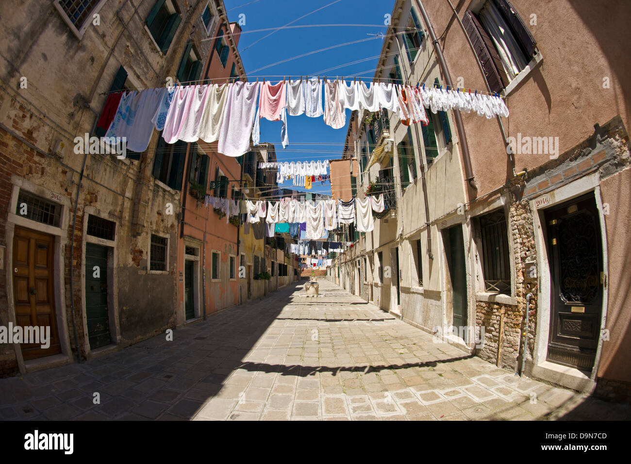 Laundry Day off Viale Garibaldi, Venice Stock Photo