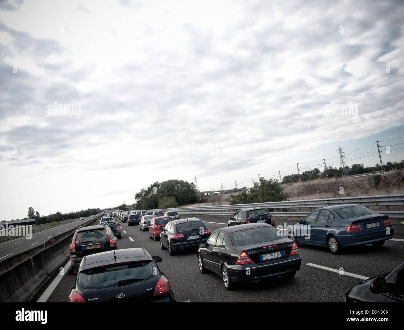 stationary cars on the highway Stock Photo Alamy