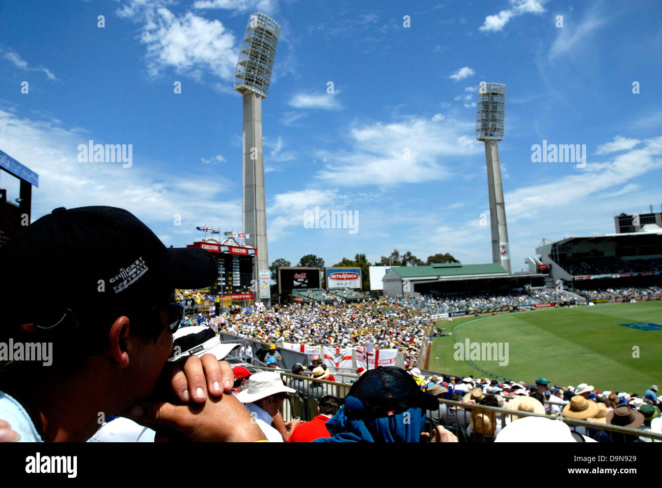 Fans watching Australia versus England Test Cricket match at the WACA ground, Perth, Western Australia, Australia Stock Photo