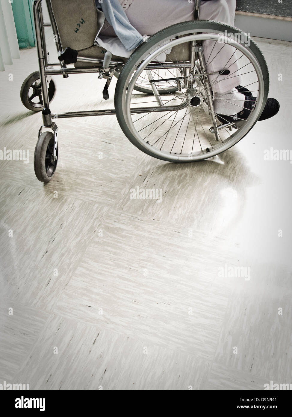 partial view of wheelchair in a hospital Stock Photo