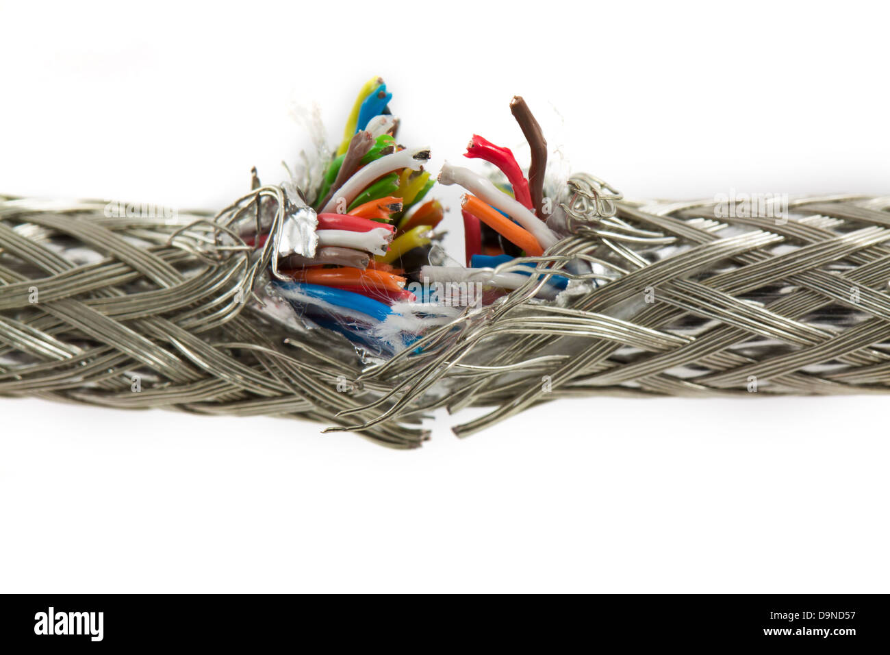 Broken wires isolated on white background Stock Photo Alamy