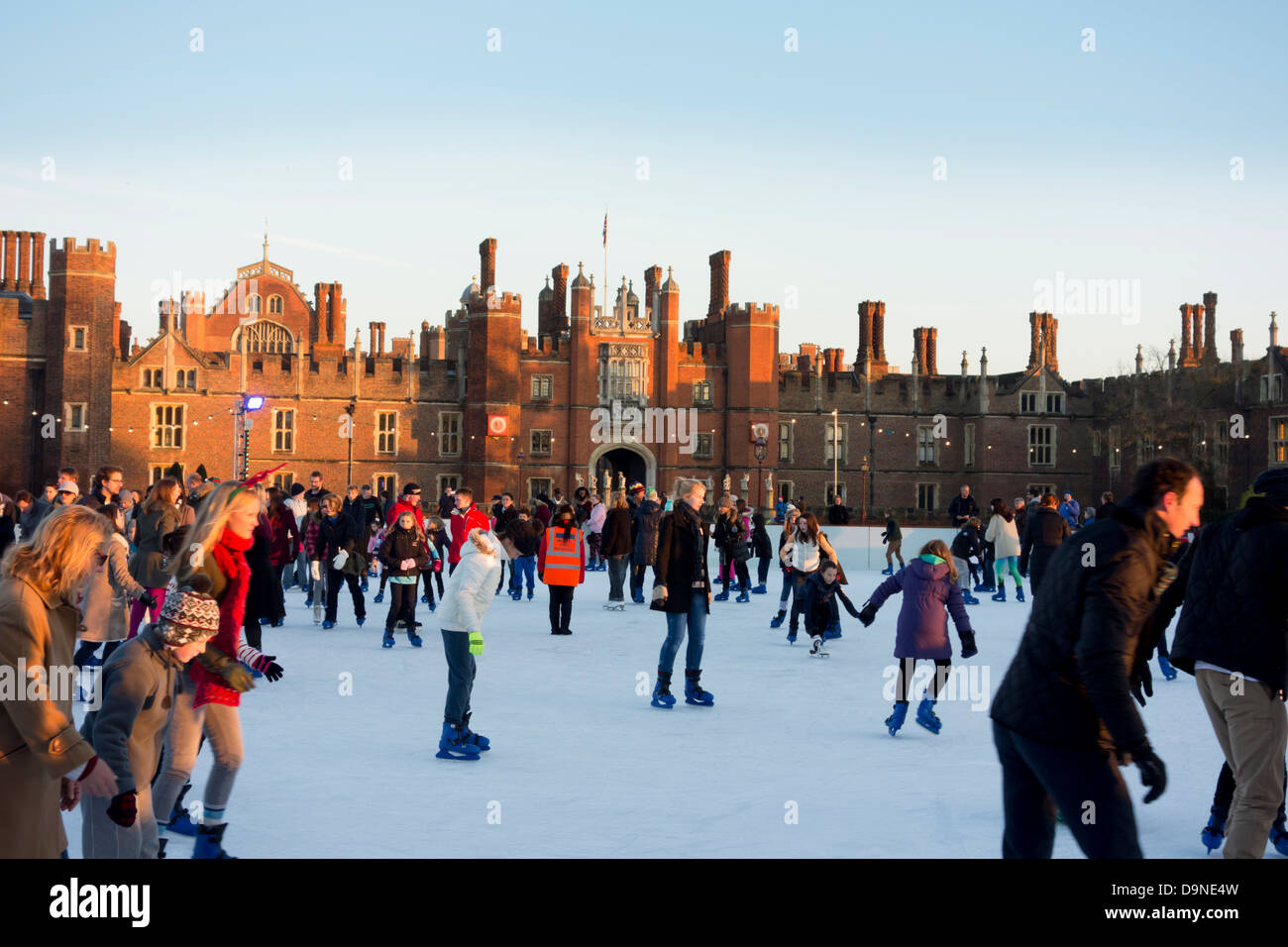 Europe, UK, England, London, Hampton court ice skating rink evening Stock Photo