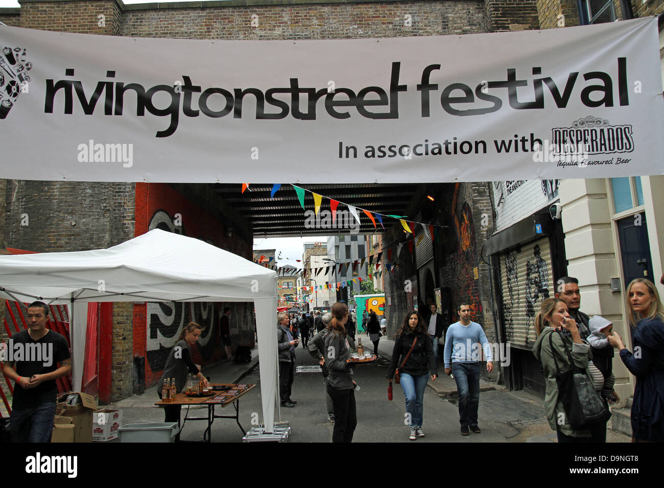 London, UK. 23rd June 2013. The Rivington Street Festival transformed the heart of Shoreditch into an all-encompassing family friendly music and art hive of activity. Stock Photo