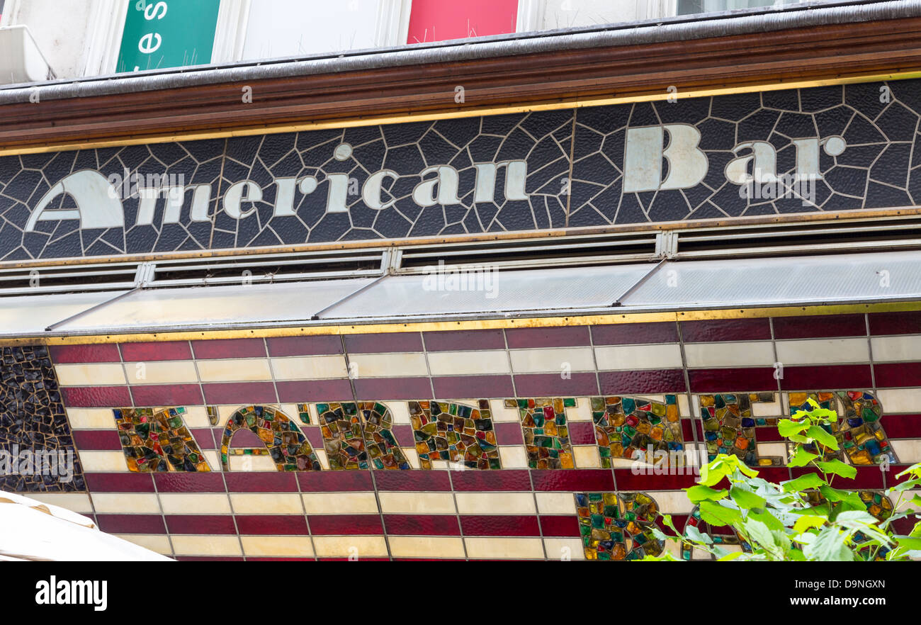 signage, Kärntner Bar or Loos American Bar, Vienna, Austria Stock Photo